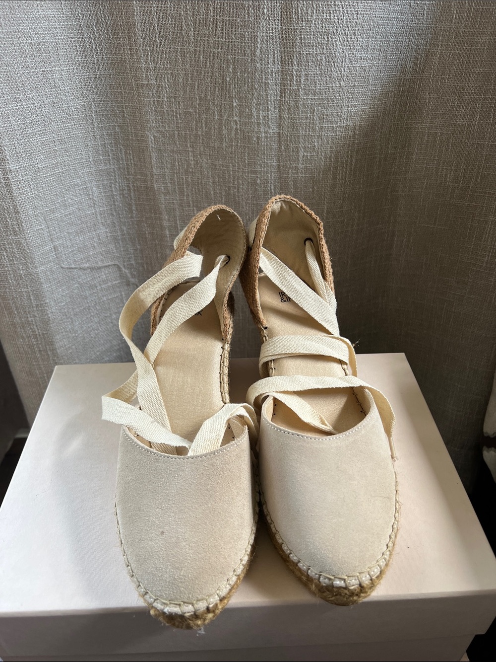 Classic Cream Espadrille Lace-Up wedges. Made In Spain. Worn Once.☀️